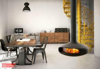 Подвесной дровяной камин Domofocus со стеклом в Владивостоке