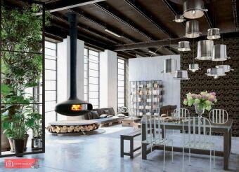 Подвесной дровяной камин Domofocus со стеклом в Владивостоке