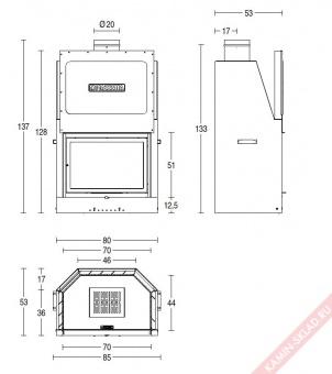Чертеж для Топка для камина MA 260 SL