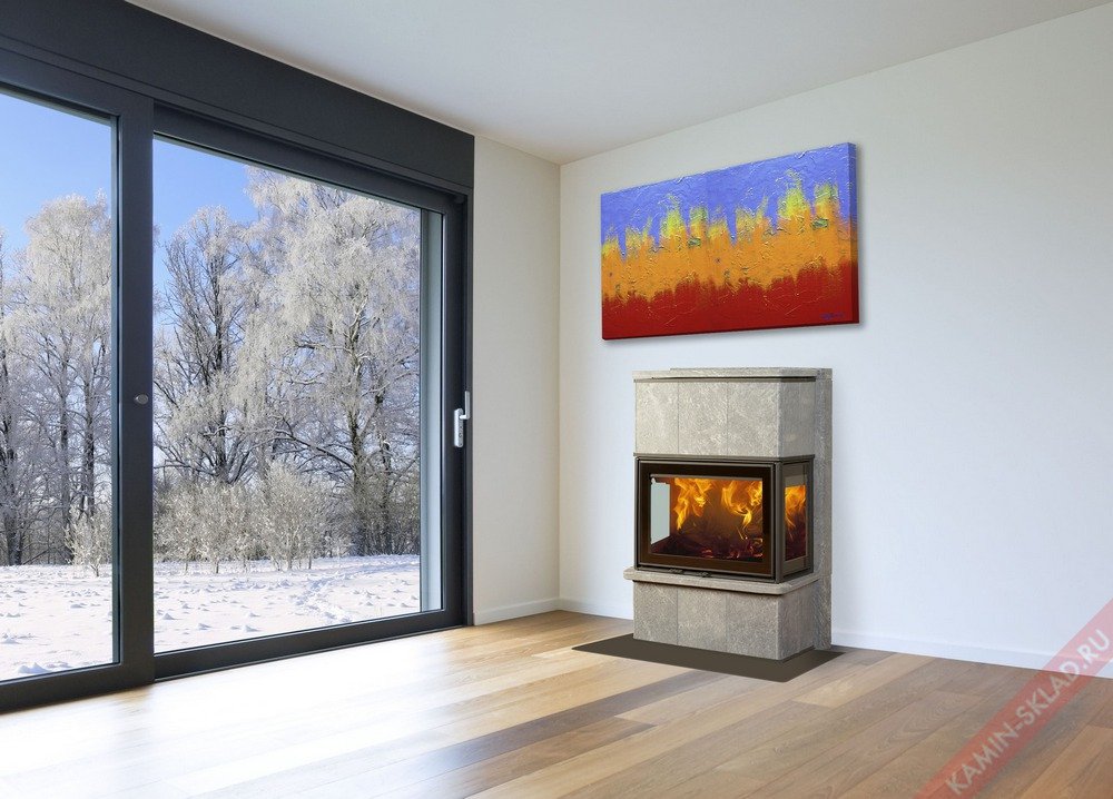 облицовка талькохлорит в интерьере гостиной